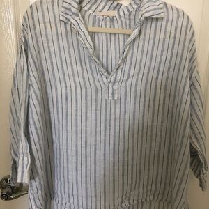 CP Shades Linen stripe shirt blue & white.